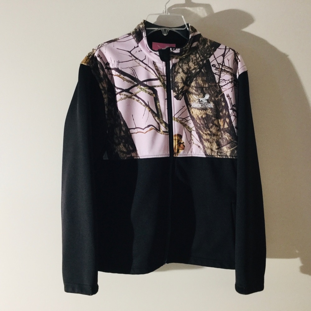 Kings River full zip L black jacket with pink camo